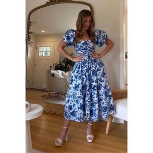 A&F Emerson Puff Sleeve Floral Midi Dress